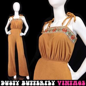 VTG 70s BOHO BELL BOTTOM JUMPSUIT Festival XS/S